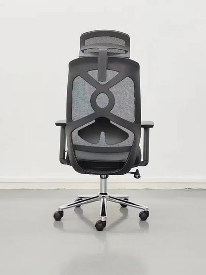 Ergonomic Mesh Chair with Adjustable Headrest, Breathable Mesh Back, Cushioned Seat, Tilt Mechanism and Chrome Base – Modern Office Chair