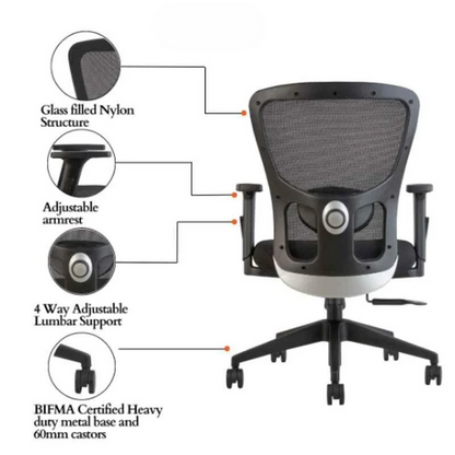 Ergonomic Office Chair with Lumbar Support, Adjustable Height, Swivel Base, Breathable Mesh Backrest and Modern Workstation Chair
