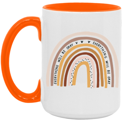 Everything Will Be Okay Rainbow ceramic coffee mug, product photo 2