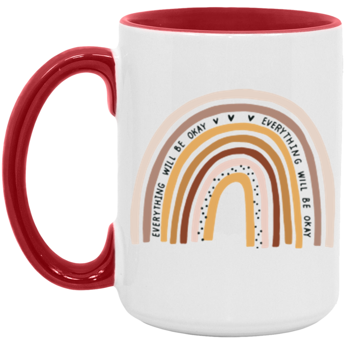 Everything Will Be Okay Rainbow ceramic coffee mug, product photo 3