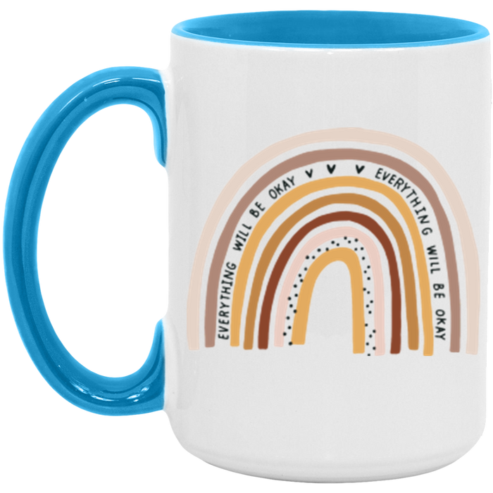 Everything Will Be Okay Rainbow ceramic coffee mug, product photo 4