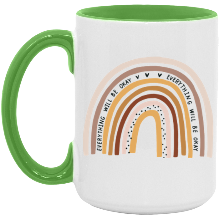 Everything Will Be Okay Rainbow ceramic coffee mug, product photo 5