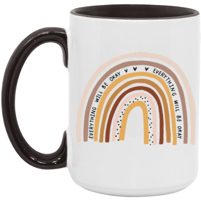 Everything Will Be Okay Rainbow ceramic coffee mug, product photo 6