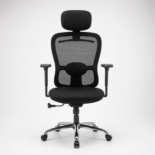 Executive High Back Chair with Breathable Mesh Back, Fabric Cushioned Seat, Adjustable Headrest, Lumbar Support, Swivel & Height Adjustable Office Chair