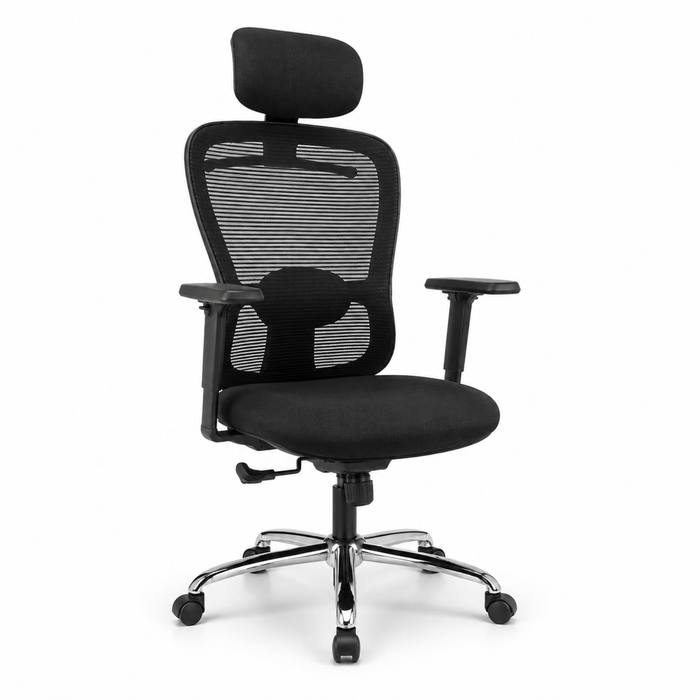 Executive High Back Chair with Breathable Mesh Back, Fabric Cushioned Seat, Adjustable Headrest, Lumbar Support, Swivel & Height Adjustable Office Chair