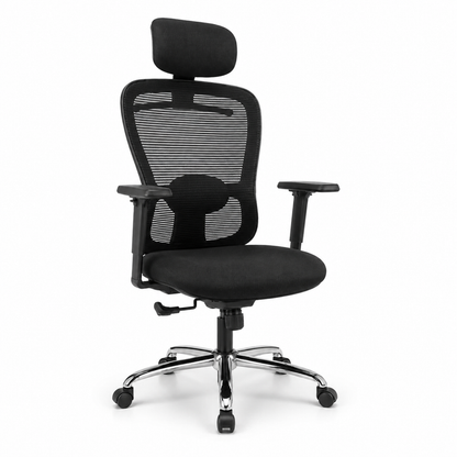 Executive High Back Chair with Breathable Mesh Back, Fabric Cushioned Seat, Adjustable Headrest, Lumbar Support, Swivel & Height Adjustable Office Chair