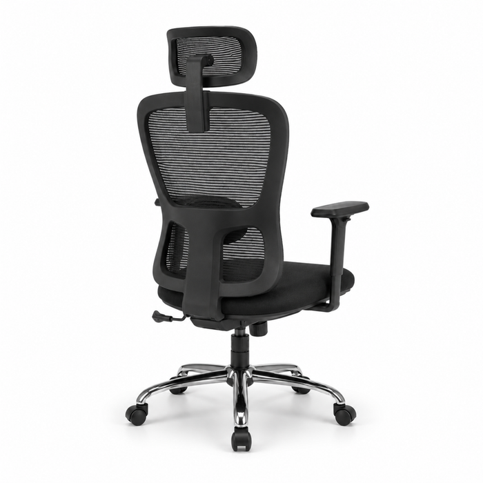 Executive High Back Chair with Breathable Mesh Back, Fabric Cushioned Seat, Adjustable Headrest, Lumbar Support, Swivel & Height Adjustable Office Chair