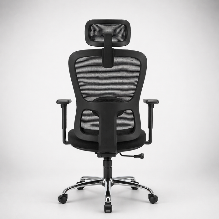 Executive High Back Chair with Breathable Mesh Back, Fabric Cushioned Seat, Adjustable Headrest, Lumbar Support, Swivel & Height Adjustable Office Chair