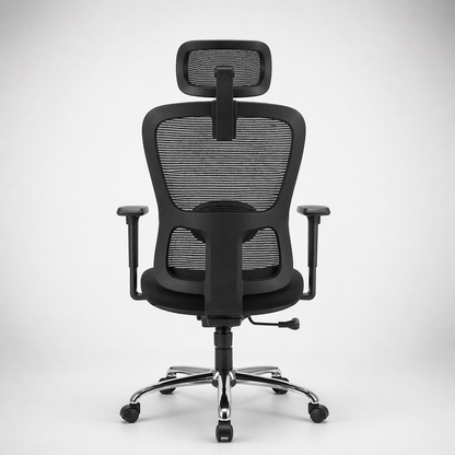 Executive High Back Chair with Breathable Mesh Back, Fabric Cushioned Seat, Adjustable Headrest, Lumbar Support, Swivel & Height Adjustable Office Chair