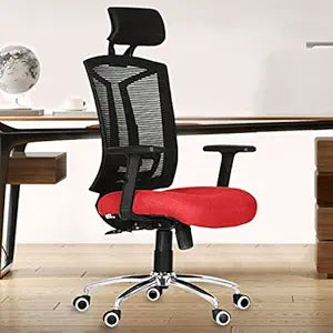 Executive High Back Ergonomic Mesh Office Chair with Fabric Seat, Adjustable Headrest, Lumbar Support, Tilt Mechanism, Swivel & Rolling Wheels for Office & Home