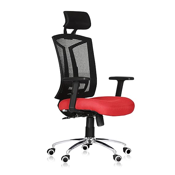 Executive High Back Ergonomic Mesh Office Chair with Fabric Seat, Adjustable Headrest, Lumbar Support, Tilt Mechanism, Swivel & Rolling Wheels for Office & Home