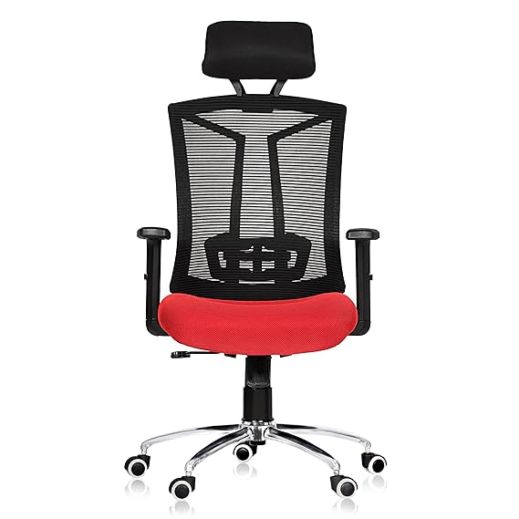 Executive High Back Ergonomic Mesh Office Chair with Fabric Seat, Adjustable Headrest, Lumbar Support, Tilt Mechanism, Swivel & Rolling Wheels for Office & Home