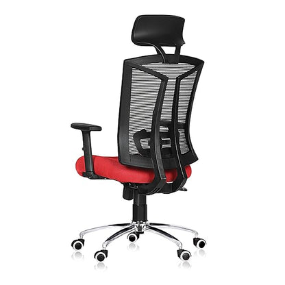 Executive High Back Ergonomic Mesh Office Chair with Fabric Seat, Adjustable Headrest, Lumbar Support, Tilt Mechanism, Swivel & Rolling Wheels for Office & Home