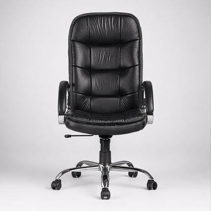 Executive High Back Ergonomic Office Chair with Cushioned Leatherette Upholstery, Tilt Mechanism, Adjustable Height, Padded Armrests & Chrome Base for Office