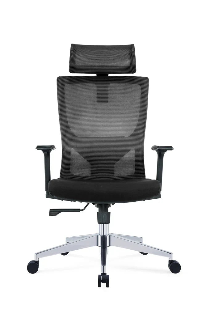 Executive High Back Office Chair with Adjustable Headrest, Lumbar Support, Tilt Mechanism, Swivel & Chrome Base for Office