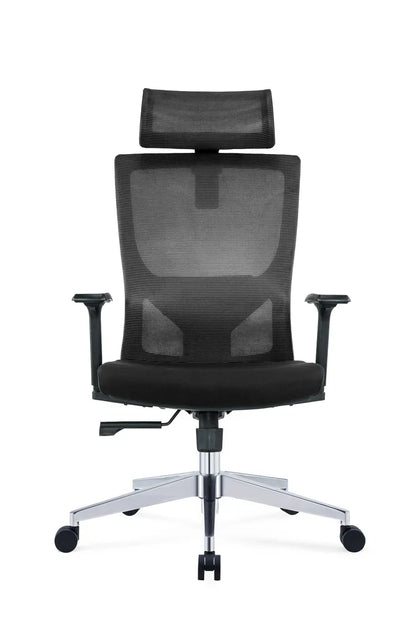 Executive High Back Office Chair with Adjustable Headrest, Lumbar Support, Tilt Mechanism, Swivel & Chrome Base for Office