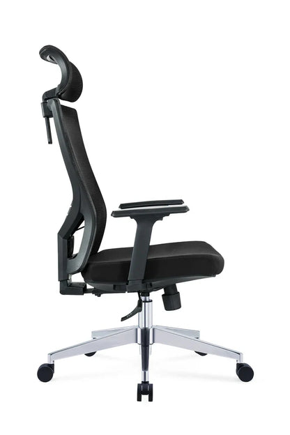 Executive High Back Office Chair with Adjustable Headrest, Lumbar Support, Tilt Mechanism, Swivel & Chrome Base for Office