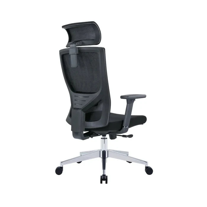 Executive High Back Office Chair with Adjustable Headrest, Lumbar Support, Tilt Mechanism, Swivel & Chrome Base for Office