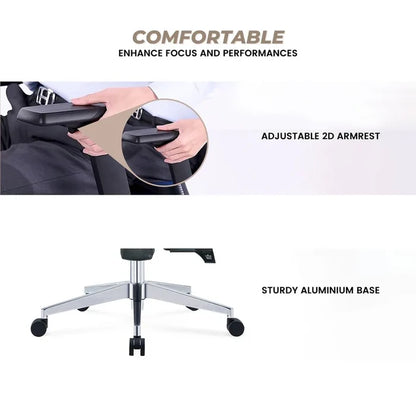 Executive High Back Office Chair with Adjustable Headrest, Lumbar Support, Tilt Mechanism, Swivel & Chrome Base for Office