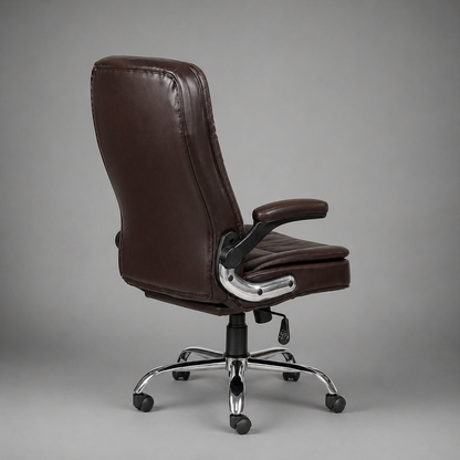 Executive Leatherette Chair with Cushioned Seat, High Back Support, Armrests and Chrome Base – Ergonomic Office Chair