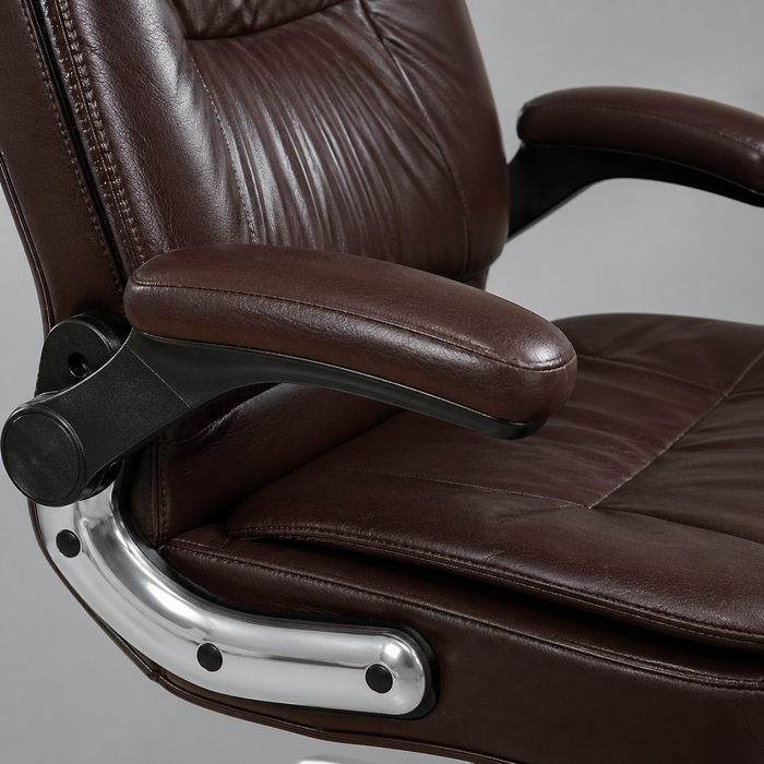 Executive Leatherette Chair with Cushioned Seat, High Back Support, Armrests and Chrome Base – Ergonomic Office Chair