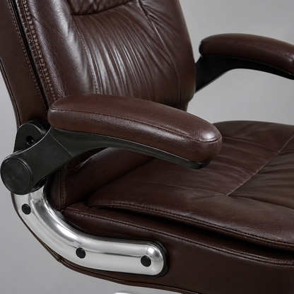 Executive Leatherette Chair with Cushioned Seat, High Back Support, Armrests and Chrome Base – Ergonomic Office Chair