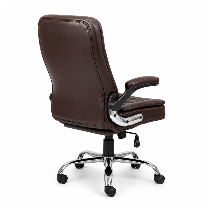 Executive Leatherette Chair with Cushioned Seat, High Back Support, Armrests and Chrome Base – Ergonomic Office Chair
