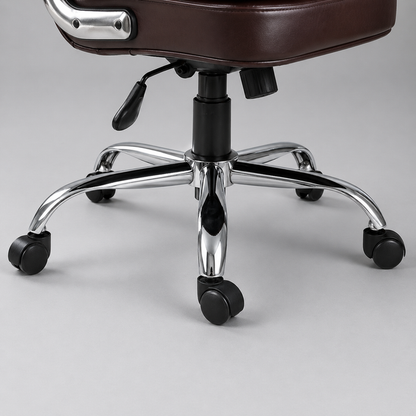 Executive Leatherette Chair with Cushioned Seat, High Back Support, Armrests and Chrome Base – Ergonomic Office Chair