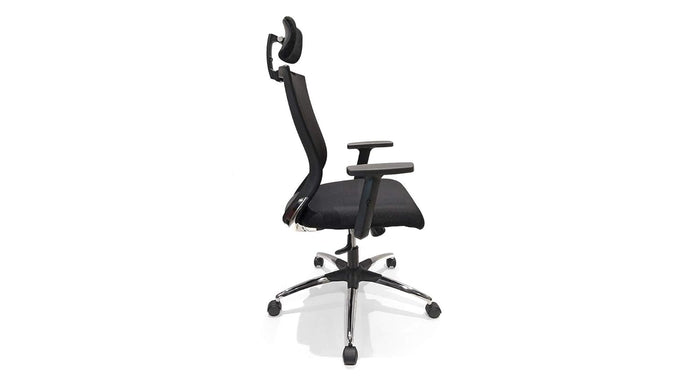 Executive Mesh Office Chair with Adjustable Headrest, Lumbar Support, Cushioned Seat, Tilt Mechanism, Swivel Base and Chrome Legs