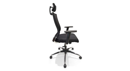 Executive Mesh Office Chair with Adjustable Headrest, Lumbar Support, Cushioned Seat, Tilt Mechanism, Swivel Base and Chrome Legs