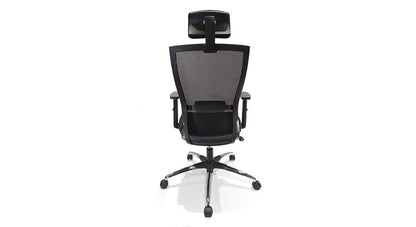 Executive Mesh Office Chair with Adjustable Headrest, Lumbar Support, Cushioned Seat, Tilt Mechanism, Swivel Base and Chrome Legs