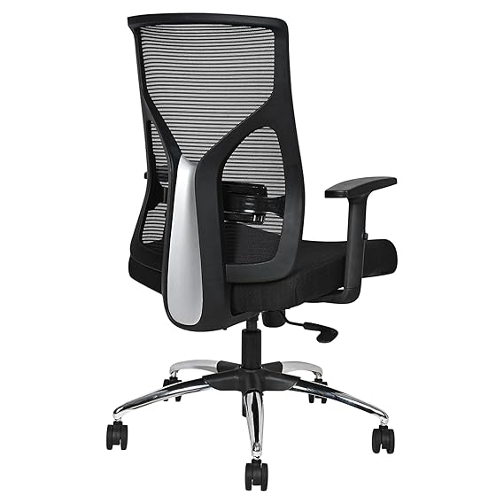 Executive Mid Back Fabric Office Chair with Mesh Back, Ergonomic Support, Adjustable Height, Swivel Base & Cushioned Seat for Office & Home Use