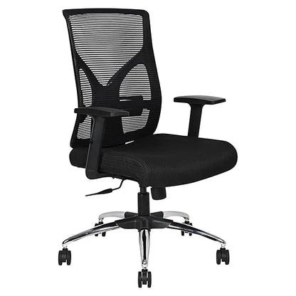 Executive Mid Back Fabric Office Chair with Mesh Back, Ergonomic Support, Adjustable Height, Swivel Base & Cushioned Seat for Office & Home Use