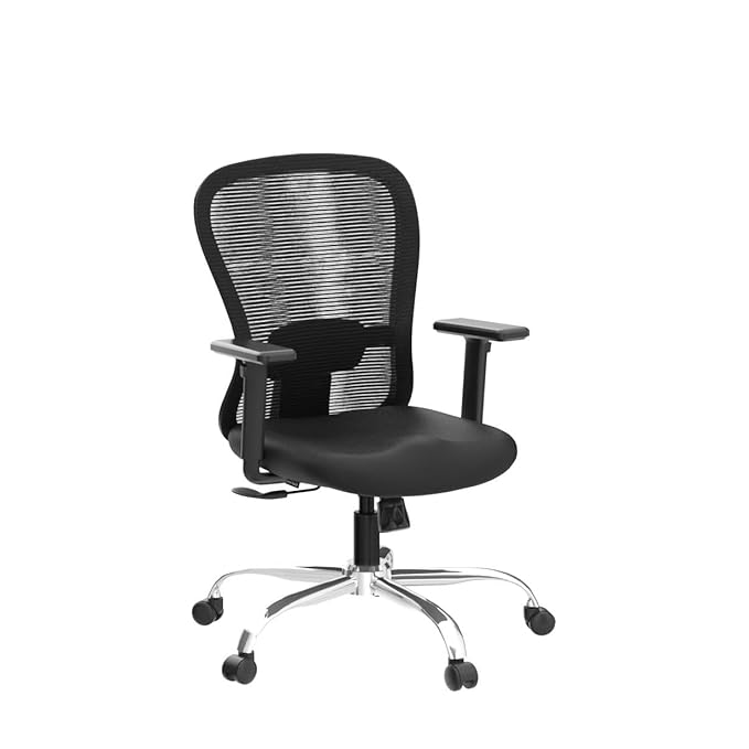 Executive Mid Back Mesh Office Chair with Fabric Seat, Ergonomic Support, Height Adjustable, Swivel Base & Breathable Back for Office & Home Use