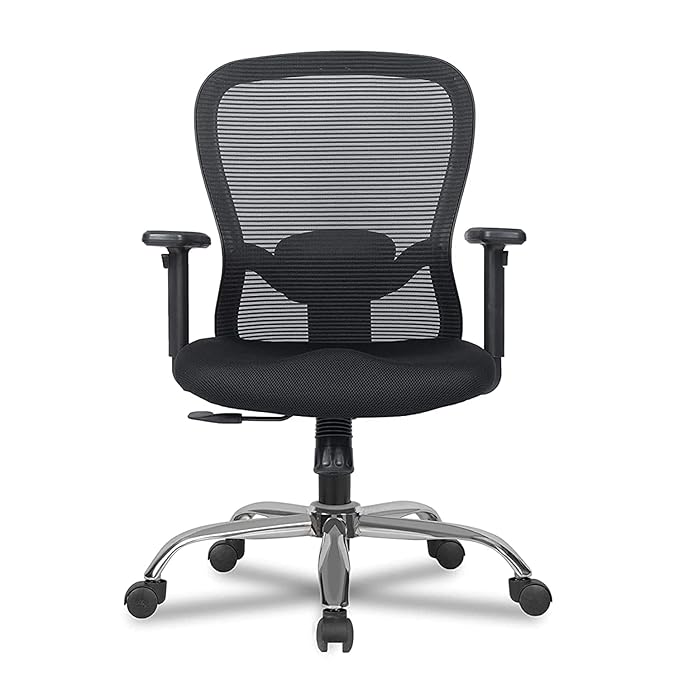 Executive Mid Back Mesh Office Chair with Fabric Seat, Ergonomic Support, Height Adjustable, Swivel Base & Breathable Back for Office & Home Use