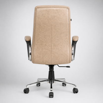 Executive Mid Back Upholstered Office Chair with Cushioned Seat, Ergonomic Support, Padded Armrests, Swivel Mechanism & Chrome Base for Office