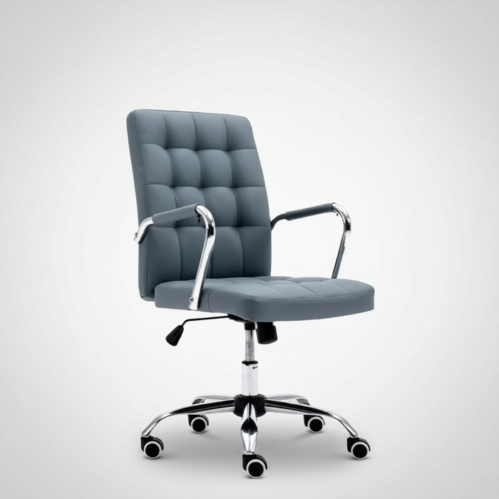 Executive Office Chair with Cushioned Backrest, Chrome Armrests, Adjustable Height and Swivel Base – Modern Ergonomic Desk Chair