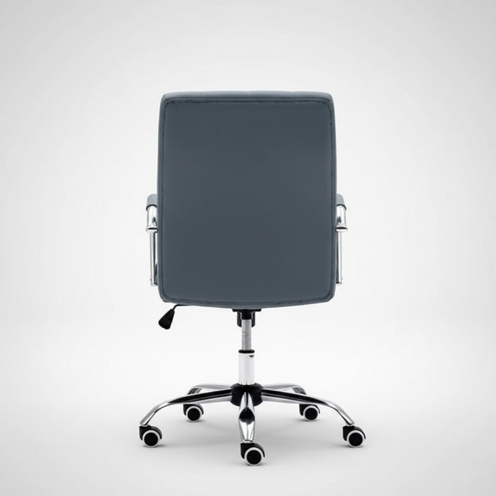 Executive Office Chair with Cushioned Backrest, Chrome Armrests, Adjustable Height and Swivel Base – Modern Ergonomic Desk Chair