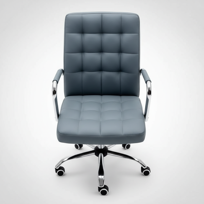 Executive Office Chair with Cushioned Backrest, Chrome Armrests, Adjustable Height and Swivel Base – Modern Ergonomic Desk Chair