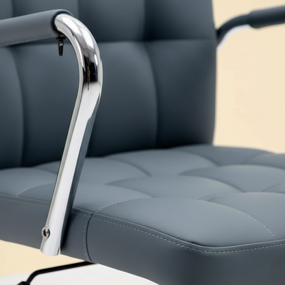Executive Office Chair with Cushioned Backrest, Chrome Armrests, Adjustable Height and Swivel Base – Modern Ergonomic Desk Chair