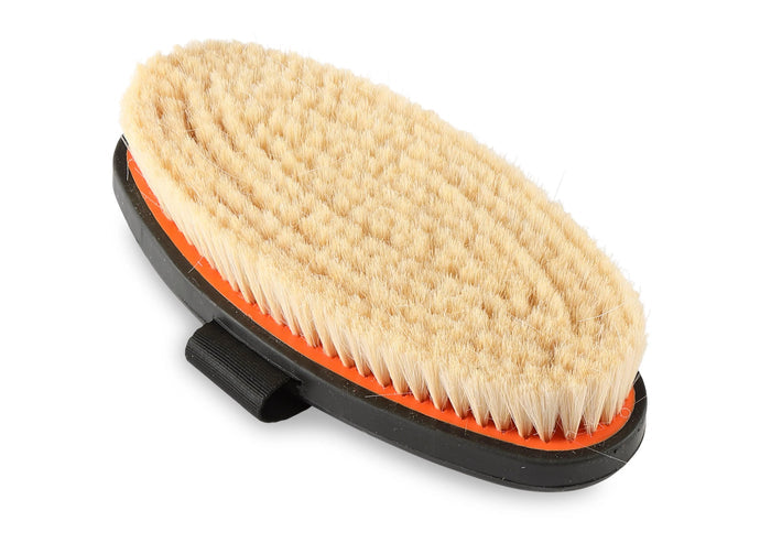 EZI-GROOM Grip Body Brush with Goat Hair Bright Blue / L