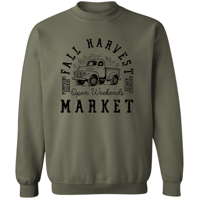 Fall Harvest Market Open Weekend crewneck sweatshirt in Military Green