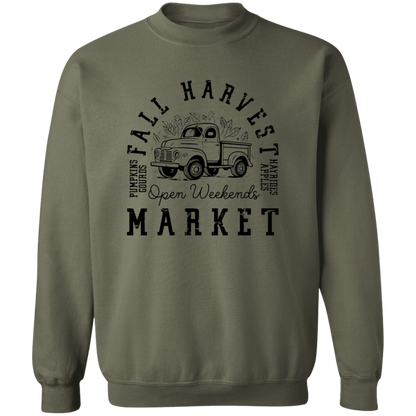 Fall Harvest Market Open Weekend crewneck sweatshirt in Military Green