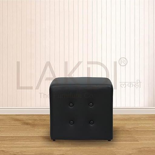 Faux Leather Cube Pouffe with Tufted Square Footstool for Living Room & Bedroom Home