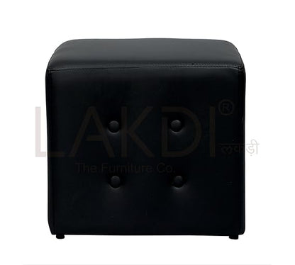 Faux Leather Cube Pouffe with Tufted Square Footstool for Living Room & Bedroom Home