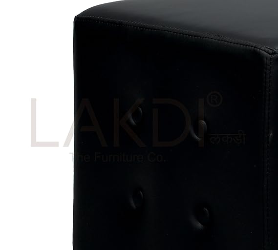 Faux Leather Cube Pouffe with Tufted Square Footstool for Living Room & Bedroom Home
