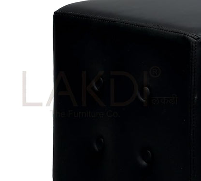 Faux Leather Cube Pouffe with Tufted Square Footstool for Living Room & Bedroom Home