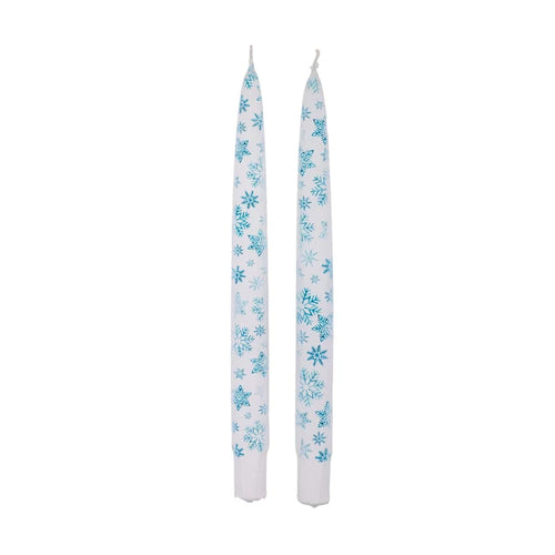 Flatyz Tapers (Set of 2): Blue Snowflakes