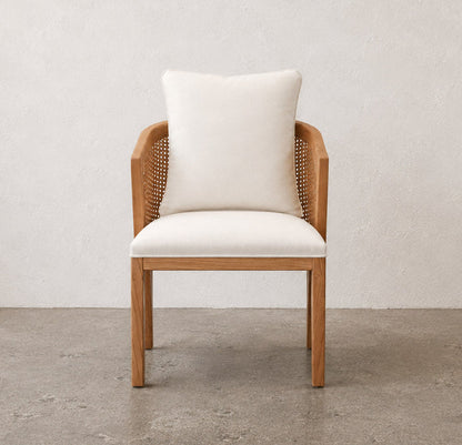 Florence Curved Back Dining Chair, Mid-Century Modern Wood and Rattan Chair - The Attic Dubai