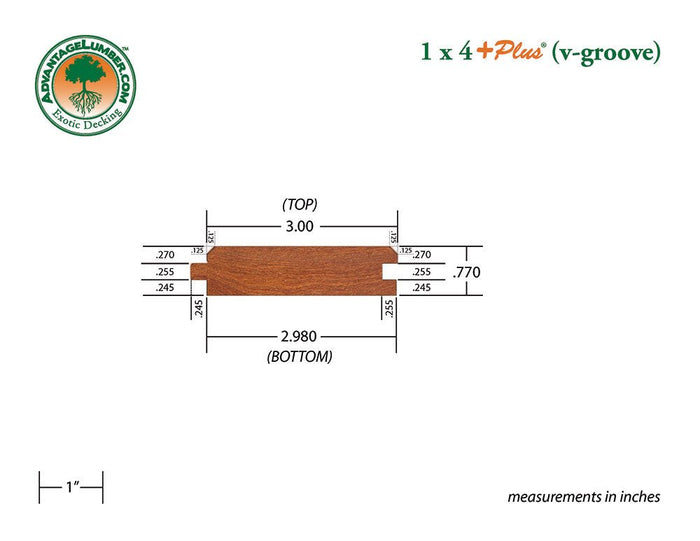 FSC® 1x4 +Plus® Cumaru 45° V-Groove - Advantage Lumber